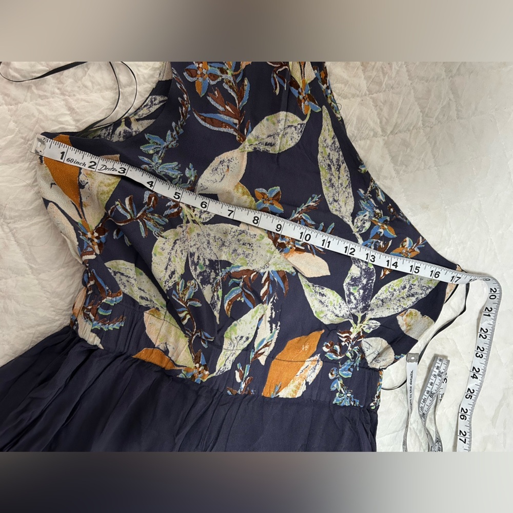 Free People One-Shoulder Floral Jumpsuit in Navy and Orange - Picture 7 of 15